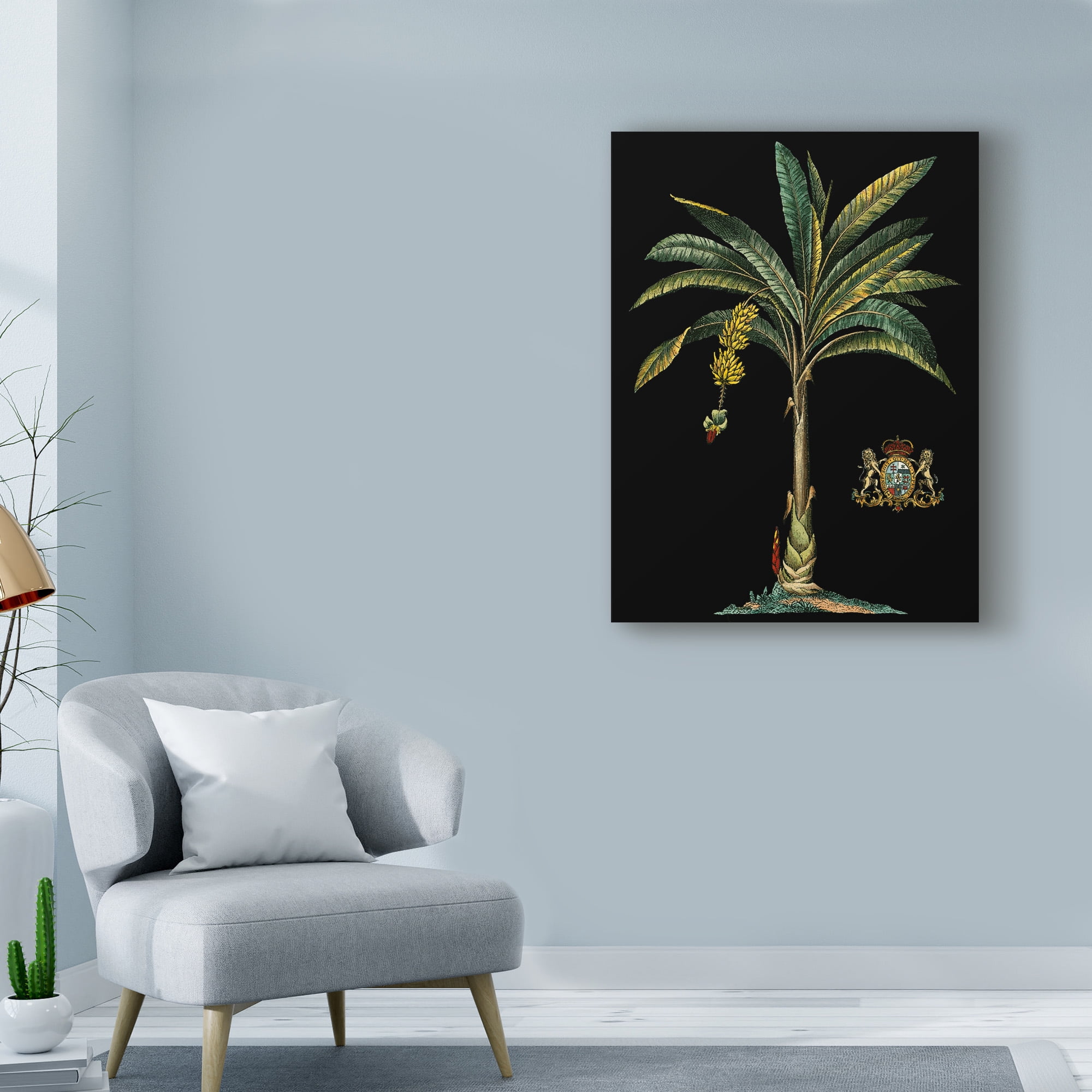 Trademark Fine Art 'Palm and Crest on Black I' Canvas Art by Vision Studio