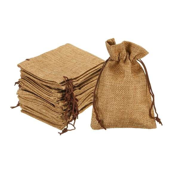 25Pcs Burlap Gift Bags with Drawstring 4 x 5.5" Linen Sacks Jewelry Gift Pouches Coffee