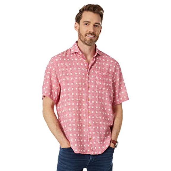 johnnie-O Boyette Short Sleeve Woven (Raspberry) Mens Clothing