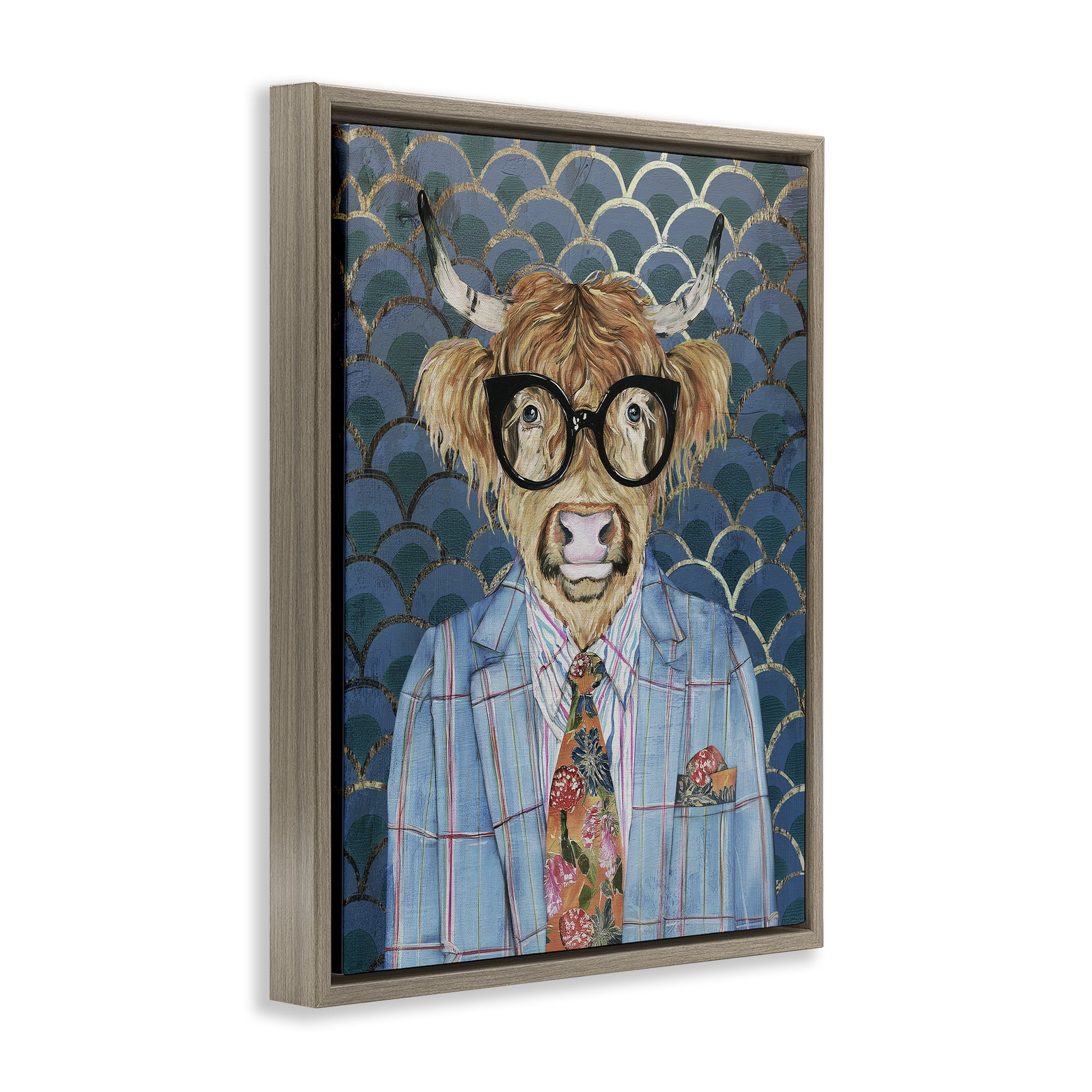 Stupell Industries Cool Highlander Portrait Brown Framed Floater Canvas Wall Art, design by Svetlana Aleynikova