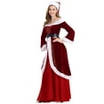thumbnail image 4 of Luxalzxs Woman Fashion Red Christmas Tube Top Embroidered Dress Suit with Hat and Belt Christmas Masquerade Party Costume, 4 of 5