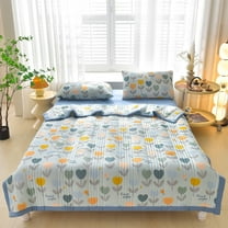 YOTQUSKI Cooling Blankets for Hot Sleepers, 40"×60" Summer Blanket with Flower Printed, Lightweight Breathable & Soft Cotton Throw Blanket for Bed Sofa Living Room Bedroom