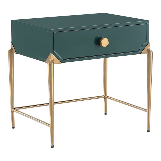 TOV Furniture Bajo 24"H Transitional Wood Side Table in Green/Gold