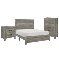 Eb Three Piece Full Size Bedroom Set, Farmhouse Style, Gray, Black