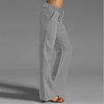 thumbnail image 5 of Jxximdong Pants for Women Casual Straight Leg Elastic Waisted Drawstring Linen Pants Comfy Solid Long Trousers With Pockets Gray XXL Trousers, 5 of 7