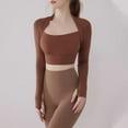 thumbnail image 2 of Yuyuzo Hauts de Sport pour Femmes, Manches Longues, Col Rond, 2 en 1, Sans Couture, Yoga, Gym, 2 of 7