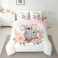 thumbnail image 2 of Manfei Grey Koala Animal Bedding Comforter Set 7pcs for Kids, Pink Cherry Blossoms Queen Bedding Sets, Kawaii Cartoon Theme Reversible Queen Sheet Sets, Lightweight Room Decor, 2 of 7