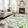 thumbnail image 2 of Green Leaves Area Rugs 5'x8', Washable Small Throw Rugs for Classroom Bedroom, Elegant Pastoral Summer Botanical Leaf Indoor Outdoor Rug Non-Slip Low Pile Carpet Runner Reversible Floor Mats, 2 of 8