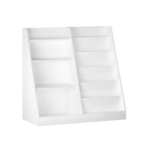 MOONRIVER Multifunctional 4 Tier Wooden Kids Book Shelf with Bookcase Display Stand, White