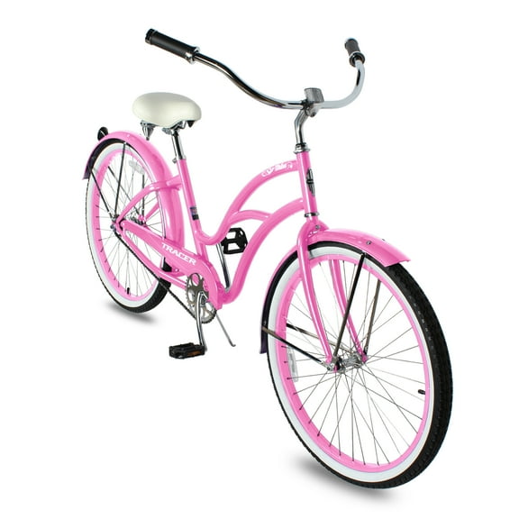 TRACER TAHA Women's Beach Cruiser, 26 inch Wheels, Hi-Ten Steel Frame, 1-Speed, Coaster Brake, Pink