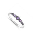 thumbnail image 4 of CHOOSE YOUR COLOR Simulated Amethyst Dainty Journey Midi Black Ring .925 Sterling Silver Band Purple CZ Female Size 6, 4 of 4