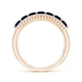 thumbnail image 2 of ANGARA Natural Floating Blue Sapphire Half Eternity Ring with Diamonds in 14K Rose Gold for Women (Size-3mm) | September Birthstone, Anniversary, Jewelry Gift for Women | Natural Blue Sapphire Ring, 2 of 10