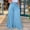 Sky Blue, variant on AOOCHASLIY Valentine's Day Women Pants Women's Fashion Casual Solid Chiffon Pockets Elastic Waist Double Layer Crinkle Wide Leg Pants Trousers Flare Trousers