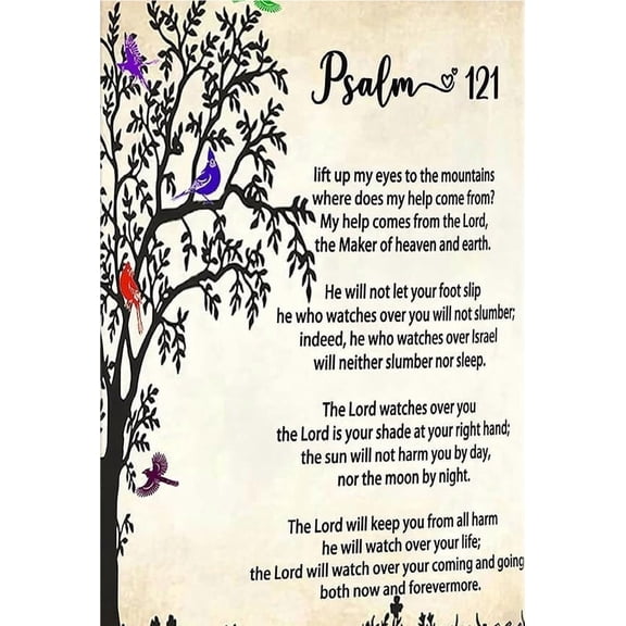 Psalm 121 Wall Art Christian Scripture Poster Shout with Joy To The Lord, Bible Verse Wall Art Deco Decorative Kitchen Decorations for Bedroom poster