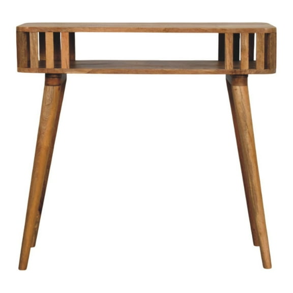 Lesuto Slatted Oak-ish Console - Contemporary Style, Wood