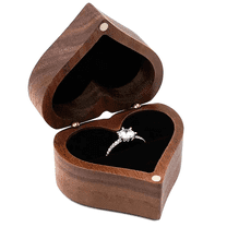 Heart-Shaped Ring Box Wooden Jewelry Romantic Wedding Holder Engagement Proposal Anniversary,D
