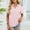 Pink, variant on NTACZA Short Sleeve Tops for Women V Neck Business Casual Polos with Pocket Loose Fitting Eyelet Lapel Women Shirts L