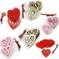 thumbnail image 2 of 10pcs Hollow Heart Pendant Wooden Tags Hanging Valentine Ornaments Love Tags Valentine Tree Decorations Wood Trim Valentines Day Decoration Outdoor Wedding Supplies Romantic, 2 of 3