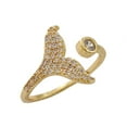 thumbnail image 2 of 1Pc Fishtail Ring Whale Tail Ring Unclosed Ring Index Finger Ring Inlaid Diamond Ring (Golden), 2 of 8