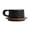 Black, variant on Ceramic Coffee Cup With Wooden Saucer Textured Surface With Circular Pattern Modern Minimalist Design For Home Office Use