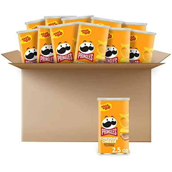 Pringles Potato Crisps Chips, Cheddar Cheese 2.5Oz (12 Count)