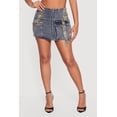 thumbnail image 3 of Women's Denim Camo Patchwork Zip Front Cargo Skirt, 3 of 4