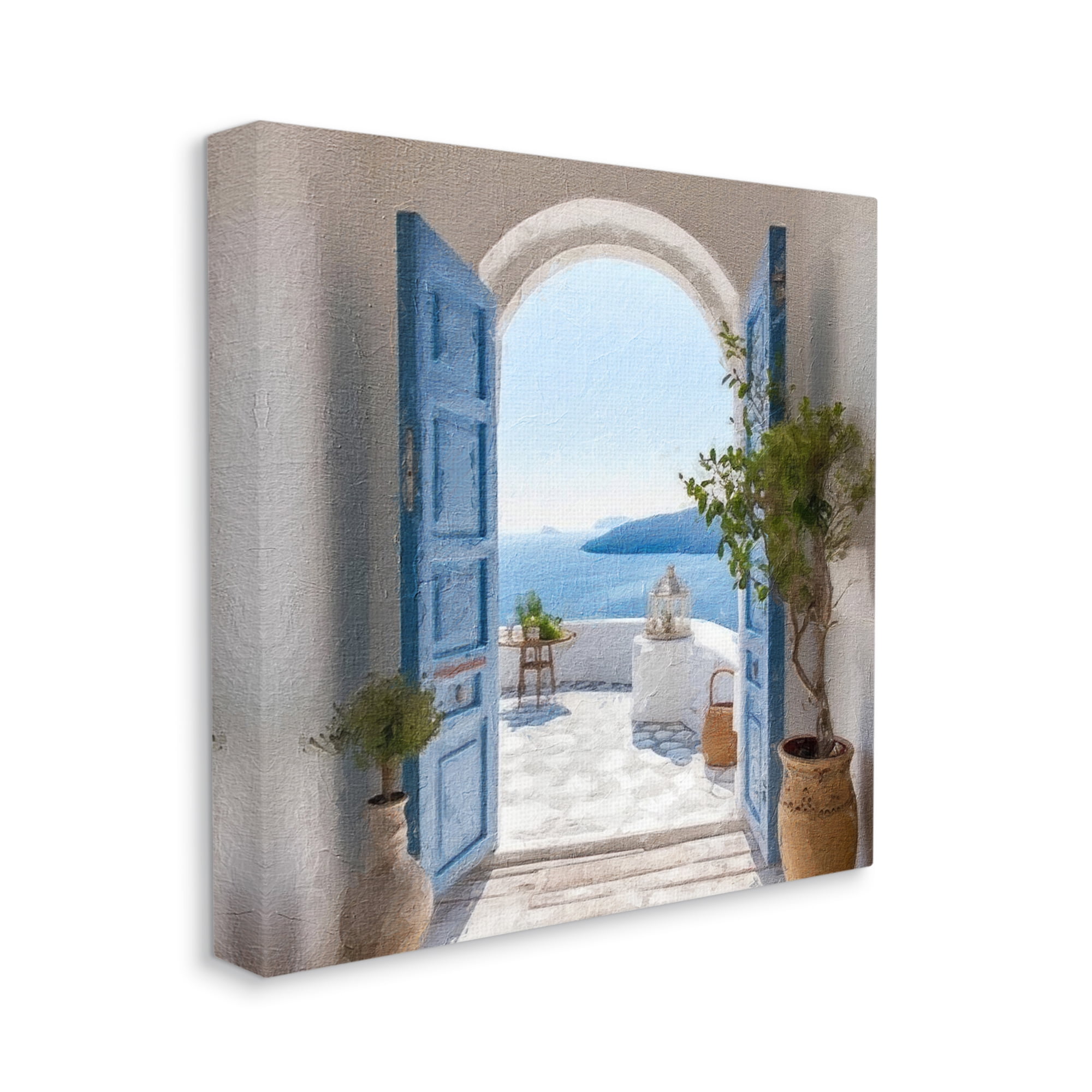 Stupell Industries Blue Greek Door Scenery Nature Photography Gallery Wrapped Canvas Print Wall Art, 30 x 30