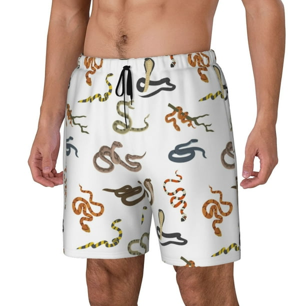 Balery Snake Bañador para hombre, shorts de playa de secado rápido con entrepierna y forro de compresión-Medium
