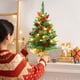thumbnail image 4 of Piña de árbol de Navidad mini de 17 pulgadas con luces LED - Adorno de simulación de escritorio para decoración navideña, árbol artificial verde, 4 of 6