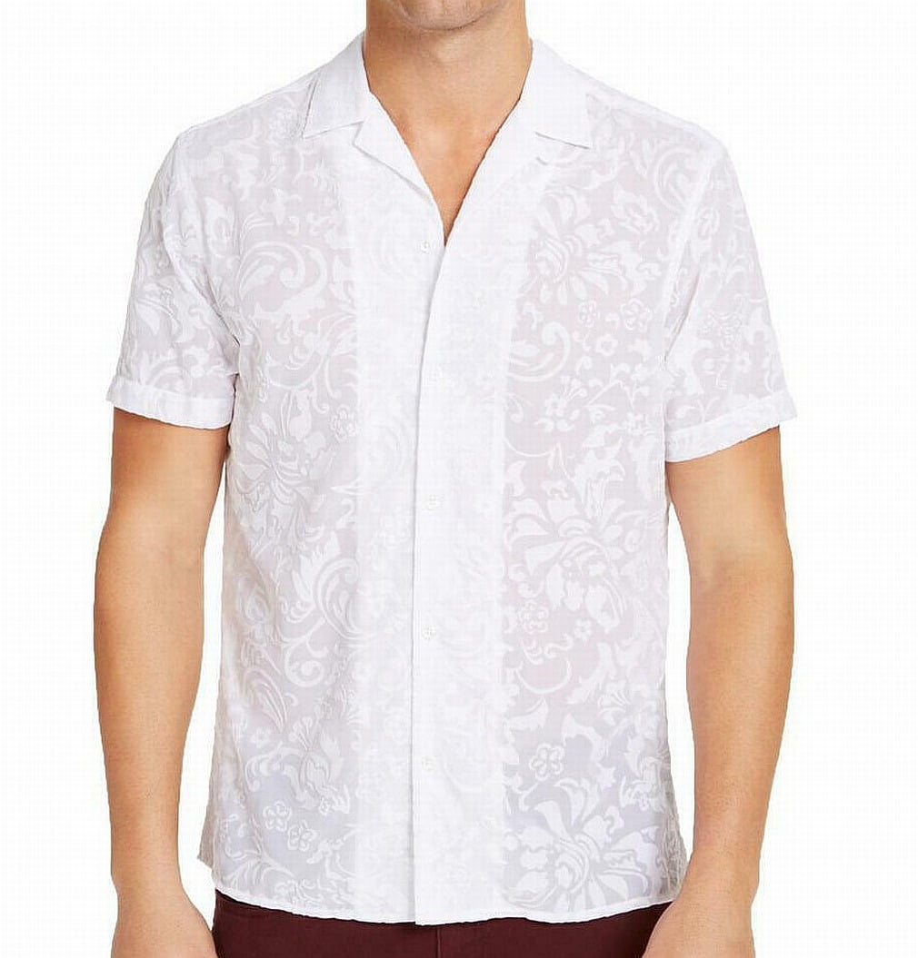 Mens Shirt Dion Flocked Floral Sheer 
