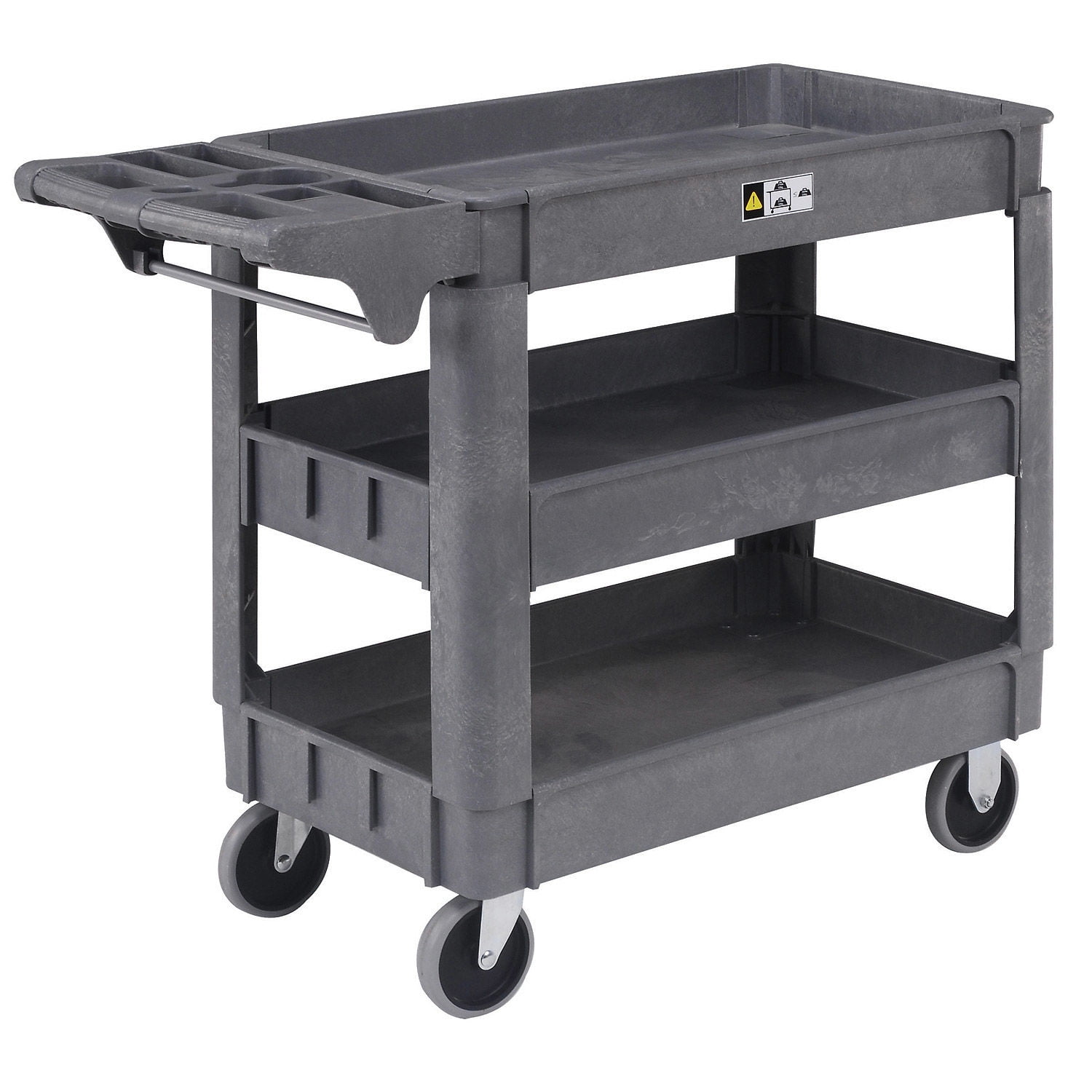 Plastic 2 Flat Shelf Service & Utility Cart 44” x 25-1/2” 5" Rubber Caster 