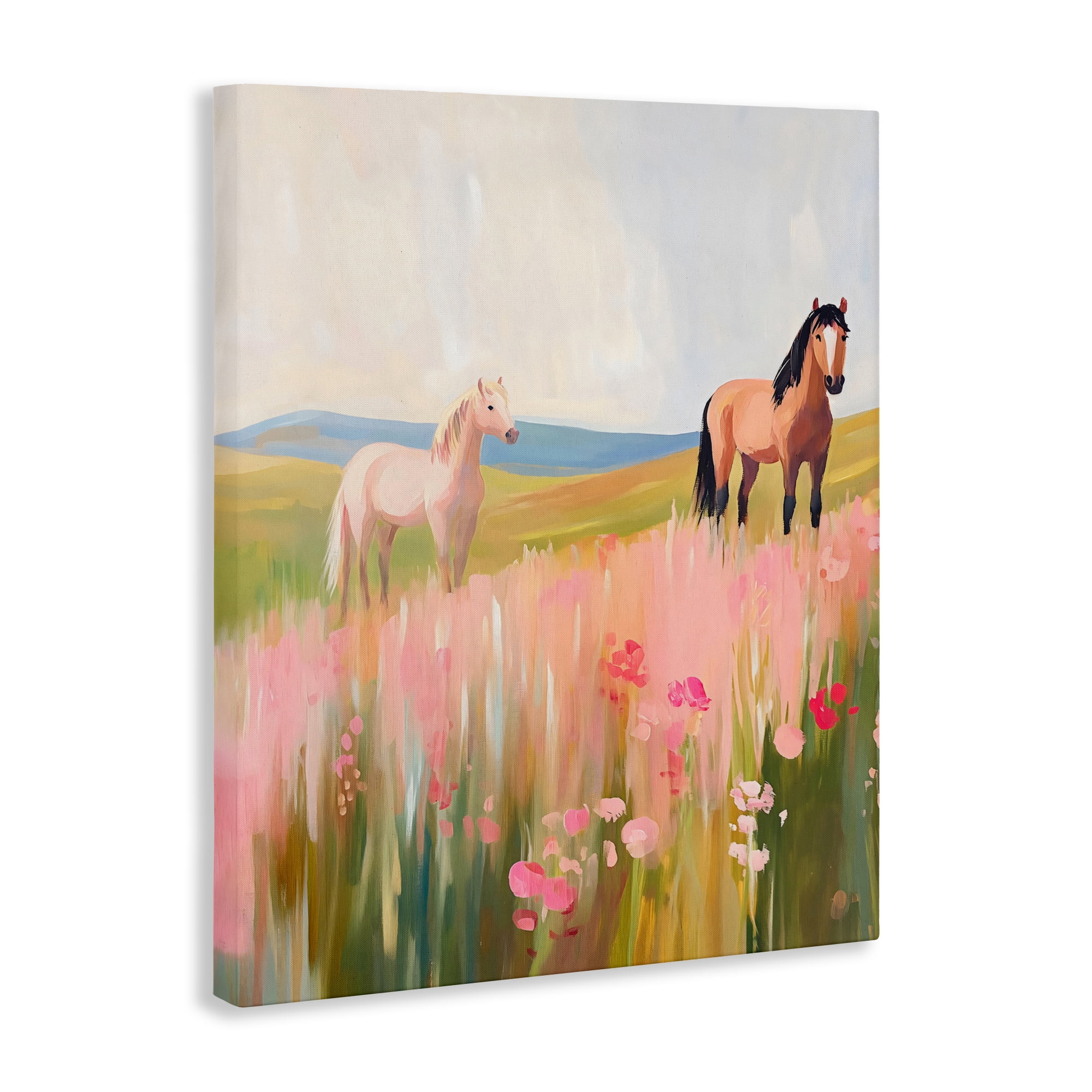Stupell Industries Wild Horses in Pink Meadow Canvas Wall Art, design by The Prints Vibe