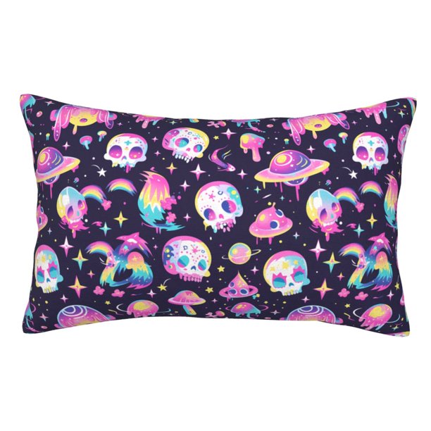 Balery Skull mushroom space Funda de Cojín Estampada, Regalos para Mujeres, Regalos de Amor para Ella, Regalos para Novia o Esposa, Funda de Almohada-16"x24"