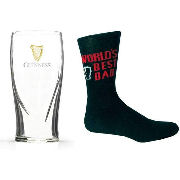 Guinness - Father's Day Set (2-Piece) - Includes Single Embossed Pint Glass and World's Best Dad Socks