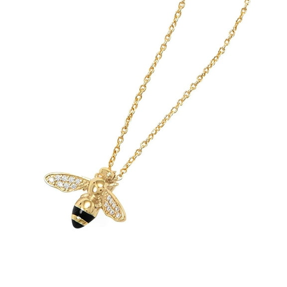 Honey Bee Necklace Gold-plated with Signity (TM) by Swarovski (R) Cubic Zirconia