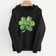thumbnail image 5 of Xuyuer Womens St. Patrick's Day Clover Print Hoodie Casual Long Sleeve Sweatshirt Irish Shamrock Pullover Tops Sweatshirts Clover Print Shirts Casual Irish Gift Loose Fit Tops, 5 of 6