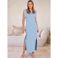 thumbnail image 5 of ANRABESS Women Summer Casual Sleeveless Maxi Dress 2026 Crewneck Loose Split Wrinkle-Free Beach Travel Vacation Long Sundress Light Blue XL, 5 of 12