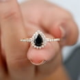 thumbnail image 4 of Rosec Jewels Black Onyx Teardrop Ring for Women with Diamond Halo (5X7 MM Pear Shape Onyx), 18K Rose Gold, US 11.00, 4 of 8