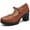 Brown, variant on DADAWEN Chunky Mid-Heel Platform Mary Jane Pumps for Women Square Toe Oxfords Dress Shoes Black/White 4.5 US