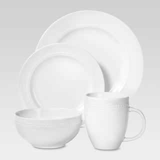 Everyday White® Beaded 16 Piece Dinnerware Set, Service for 4