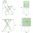 thumbnail image 2 of 2-Person Square Folding Bistro Table Set, Powder-Coated Steel Frame, Lemon Green Space-Saving Design with Compact Seating for Balcony Deck Porch Garden, 2 of 5