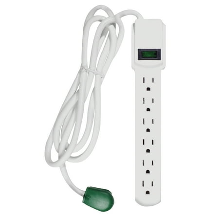 GoGreen Power 16106MS 6-Outlet Surge Protector, 6' Cord, White