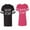 Men Black / Women Pink, variant on Dady Mommy Bear Unisex Couple Matching Cotton Jersey style T-Shirt Contrasting stripes on sleeves (Men Black / Women Black) (Men S / Women S)