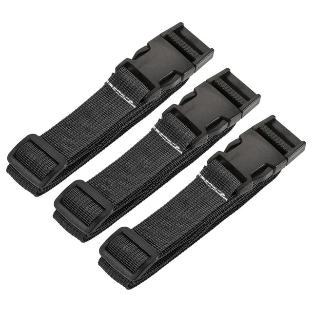 Unique Bargains 1m Length with Quick Release Buckle Luggage Straps, Black 3 Pack