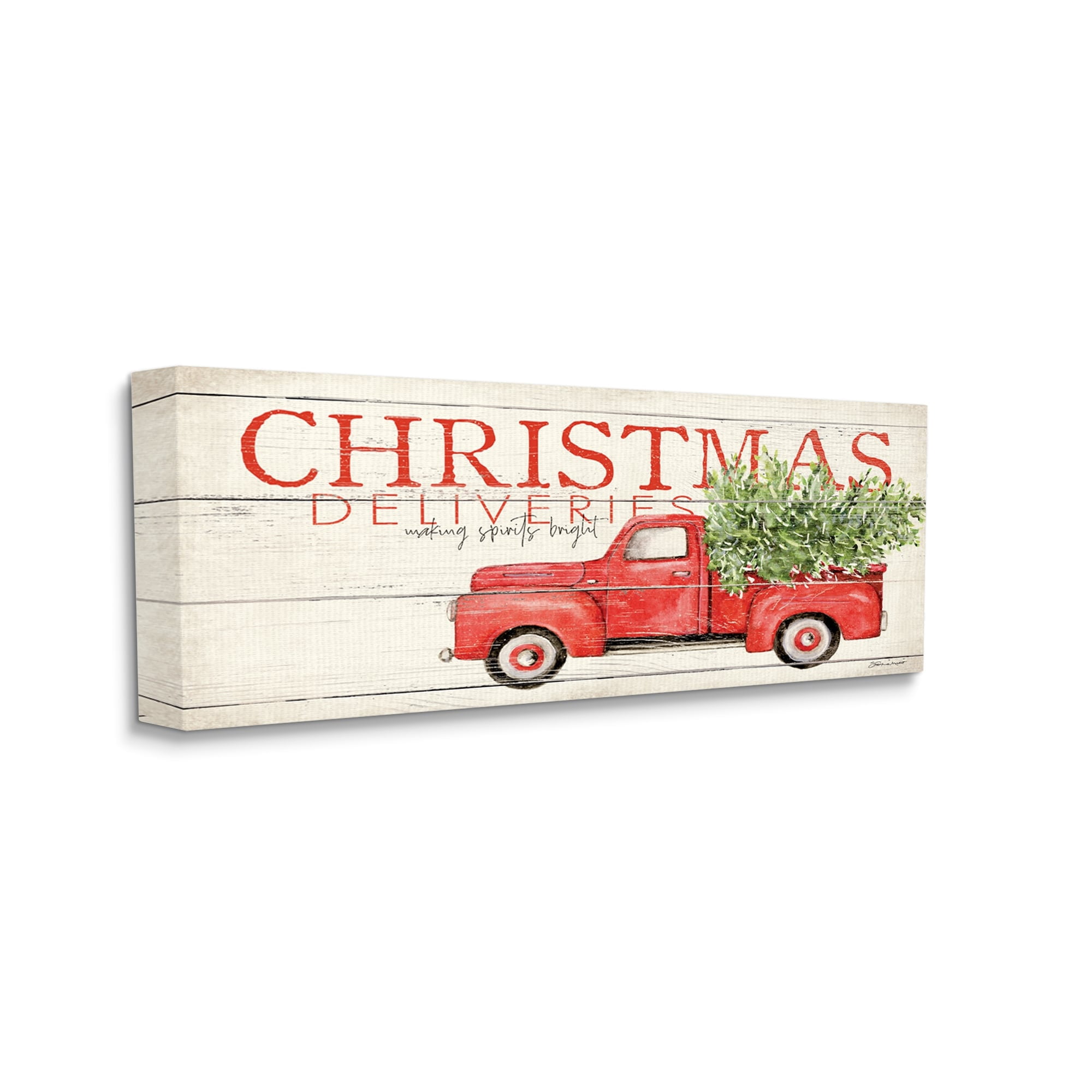 Stupell Industries Christmas Deliveries Red Truck Holiday Painting Gallery Wrapped Canvas Print Wall Art