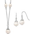 thumbnail image 1 of Sterling Silver Rhodium-Plated 9-10mm Fwc Pearl Necklace/Earrings Set Made In China qg5612set, 1 of 5