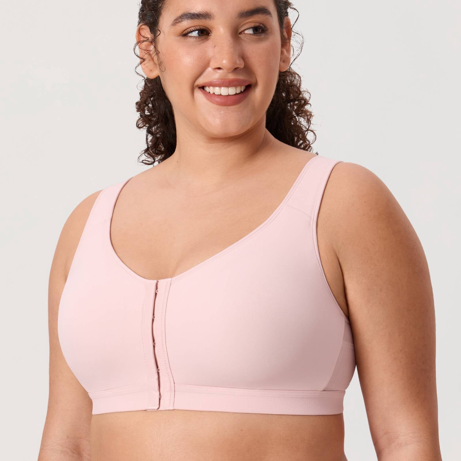 DELIMIRA Women's Posture Bra Front Closure Lightly Padded Plus Size Wireless Full Coverage Bras