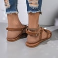 thumbnail image 5 of Rokment Strappy Flip Flop Flat Sandals for Women Fashion Casual Leather Low Heels Fisherman Walking Dress Sandals Beach Summer Footwear Brown Size 7, 5 of 8