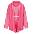 thumbnail image 4 of Conjuntos de ocio de 3 piezas para mujer, Tops abiertos en la parte delantera, Tops cortos y pantalones cortos, conjuntos cómodos de traje con cintura elástica Wmkox8yi  bvn2665, 4 of 9