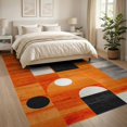 thumbnail image 3 of ODIKA 8'x10' Washable Area Rug Orange Abstract Mid Century Arches Muted Accents, Symmetrical Minimalist Design for Dining Room, Large Office, Lounge, Non-Slip Chair-Friendly Mat, 3 of 7